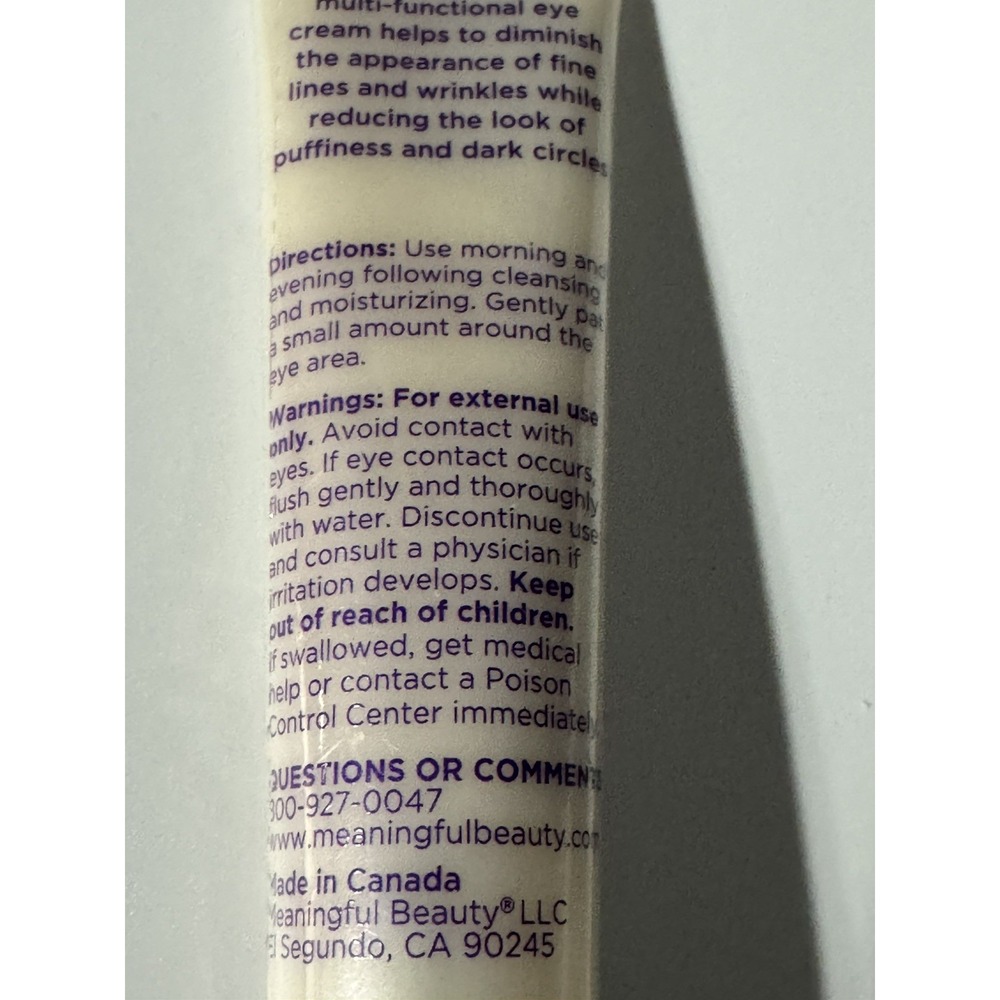 Meaningful Beauty Lifting Eye Creme Cream Advanced Formula - .5 OZ - New SEALED - Picture 8 of 8